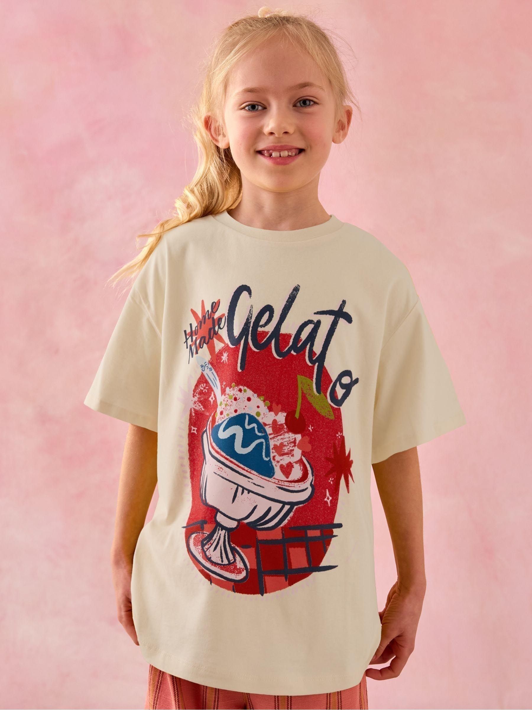 Ecru White Gelato Oversized Graphic Print T-Shirt (3-16yrs)