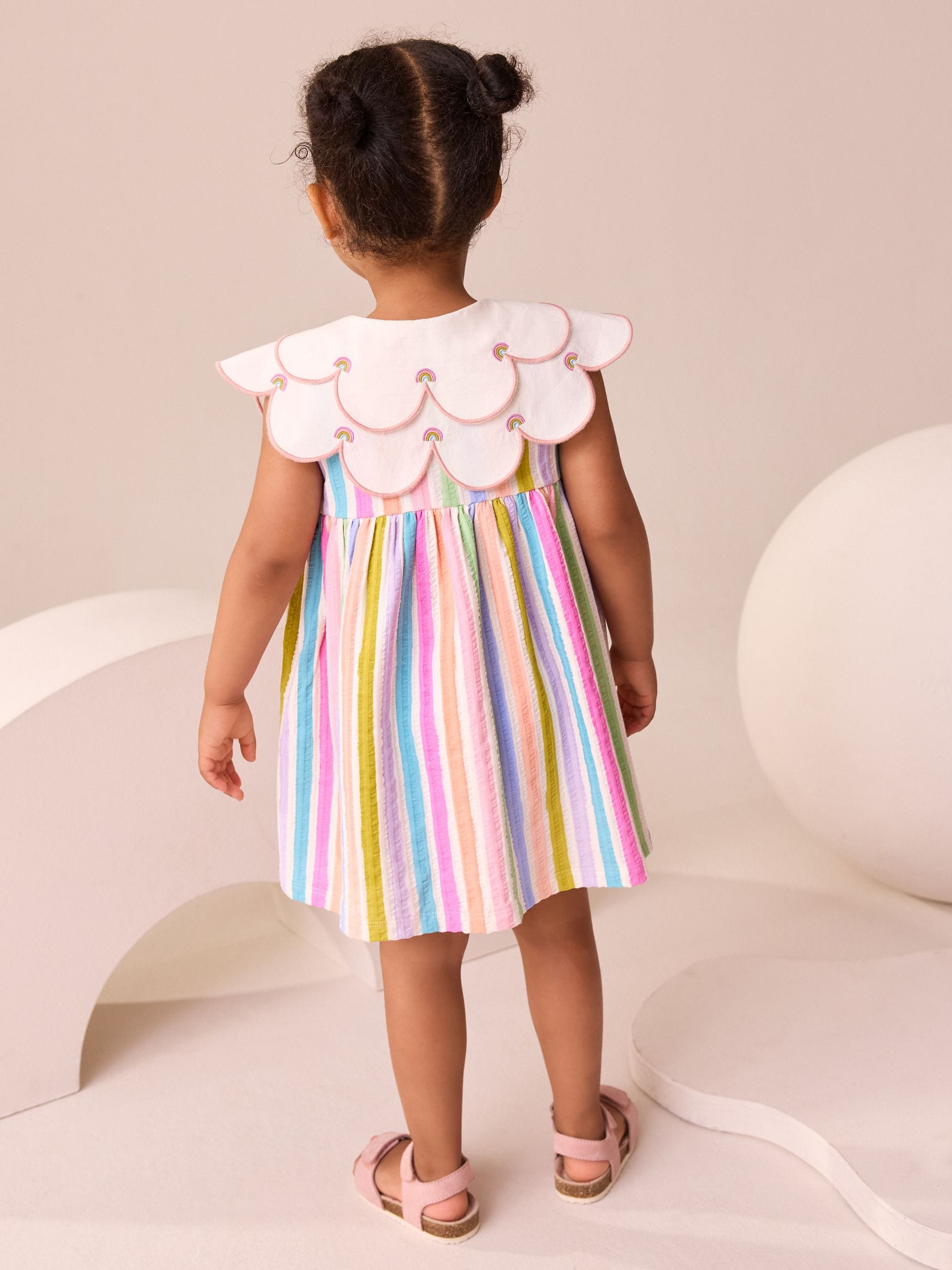 Rainbow Sleeveless Collar Summer Dress (3mths-7yrs)