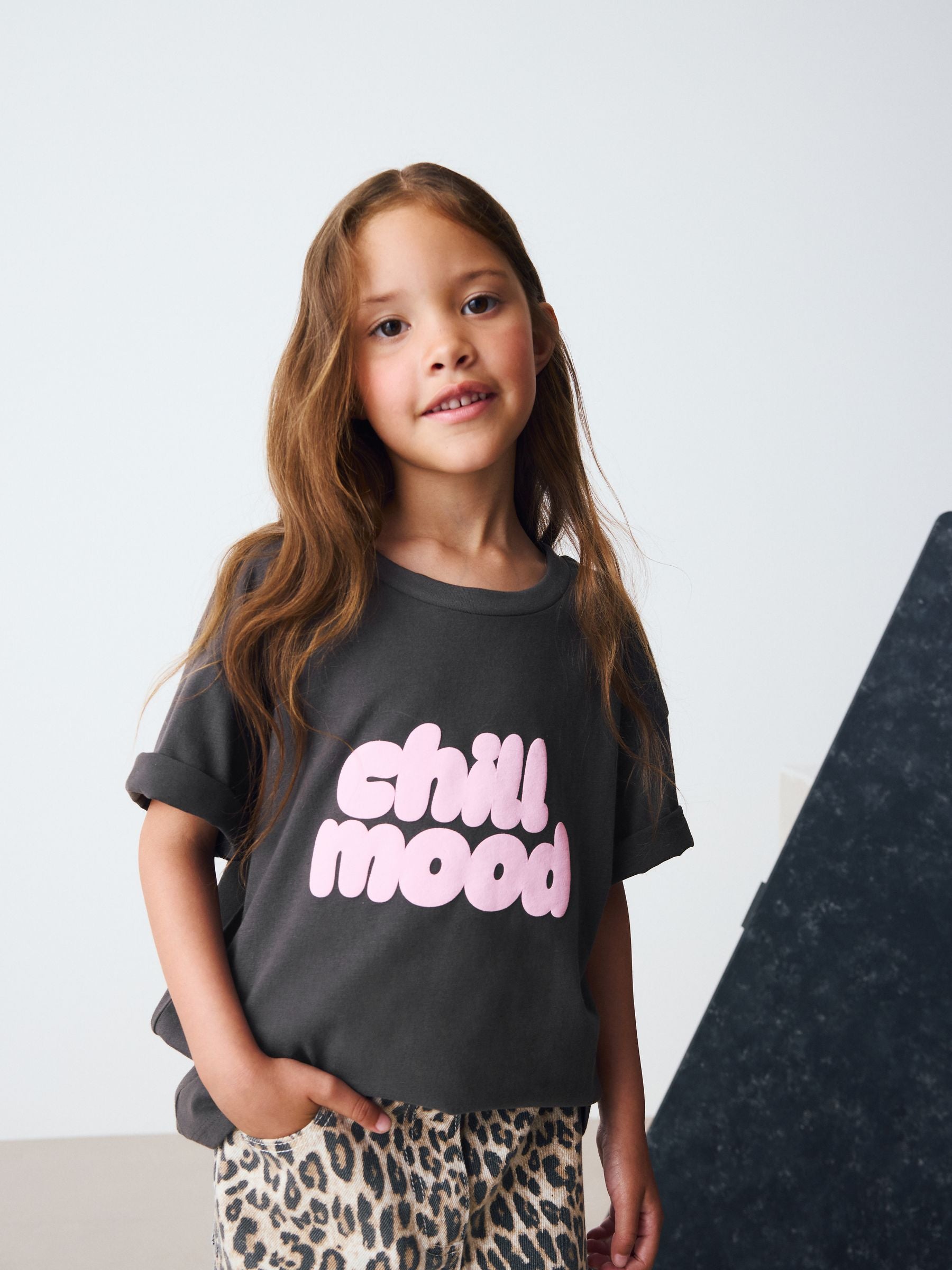 Grey Oversized Graphic Print T-Shirt (3-16yrs)