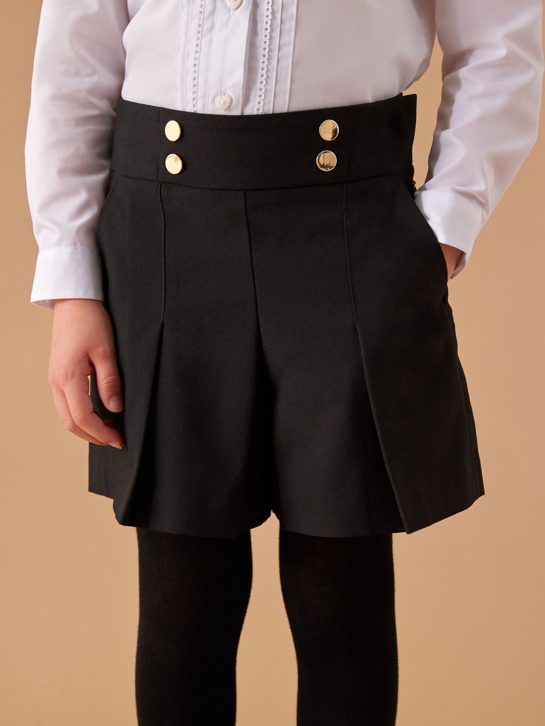 Black High Waisted School Shorts (3-16yrs)