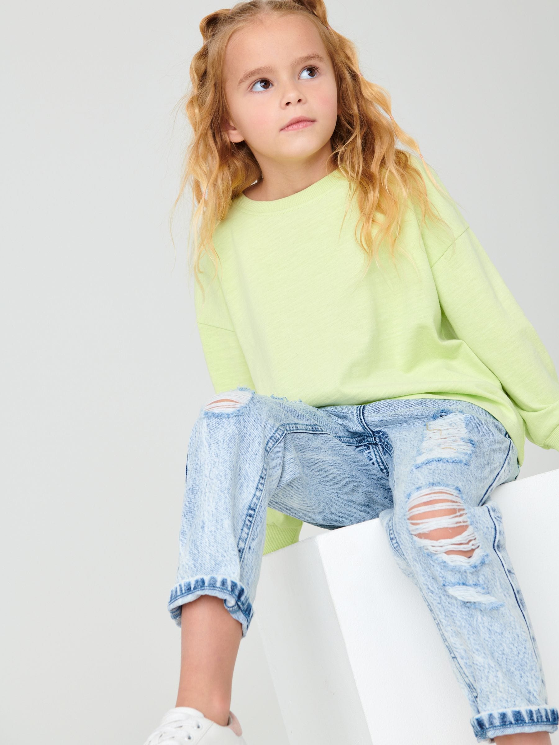 Bleach Wash Mom 100% Cotton Jeans (3-16yrs)