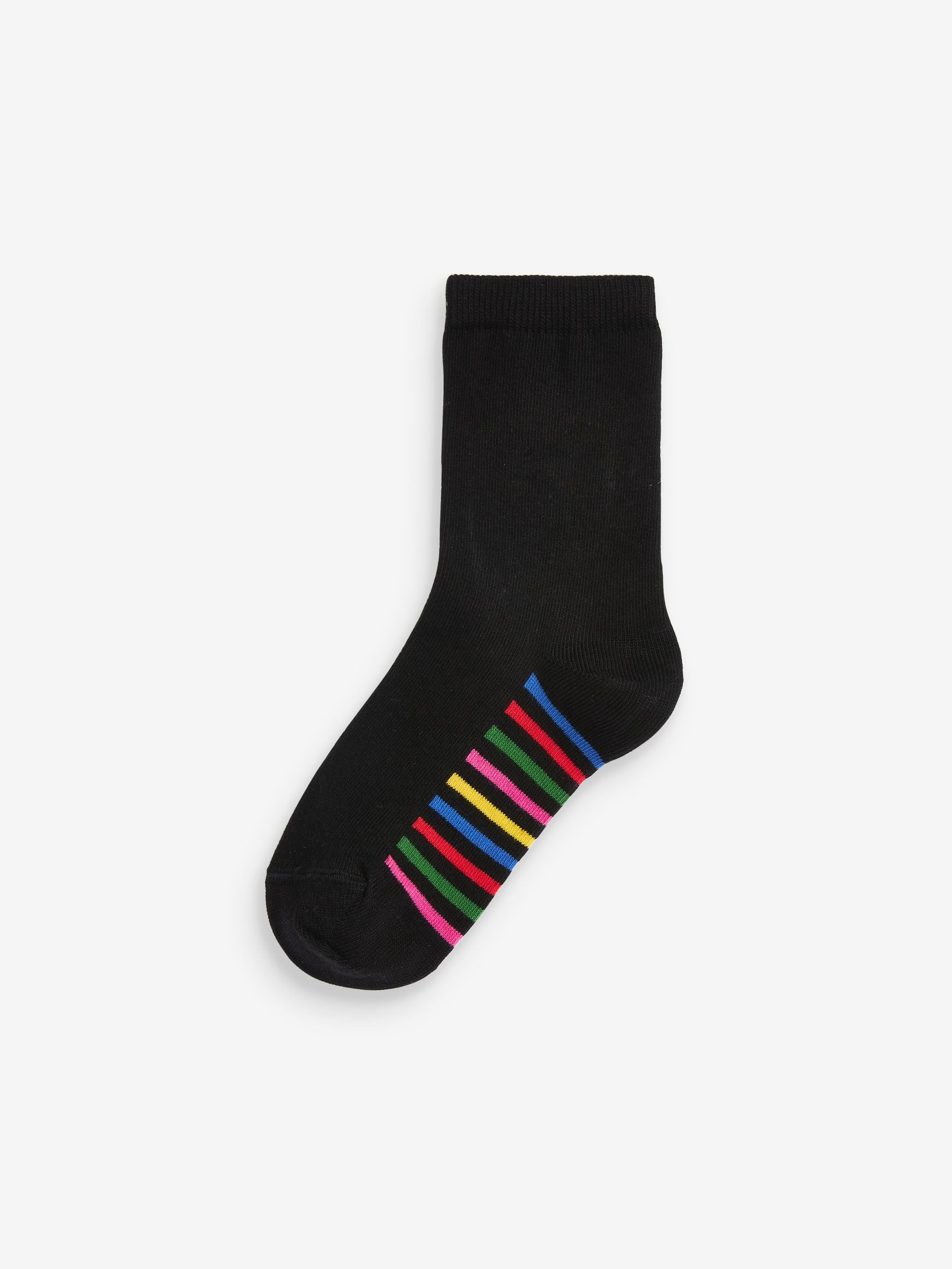 Black Rainbow 5 Pack Cotton Rich Footbed Ankle School Socks