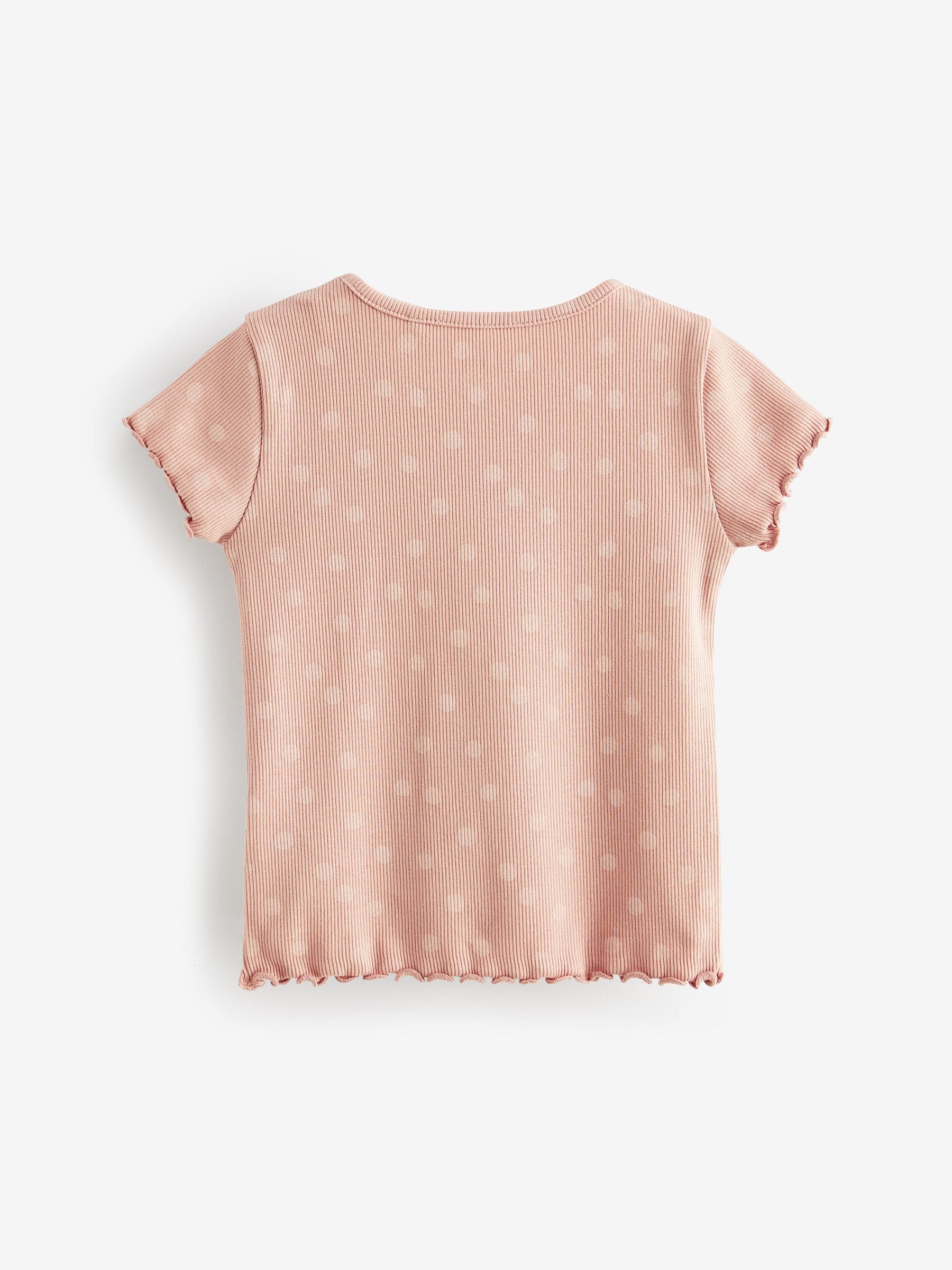 Pink Ditsy Rib Short Sleeve T-Shirts 5 Pack (3mths-7yrs)
