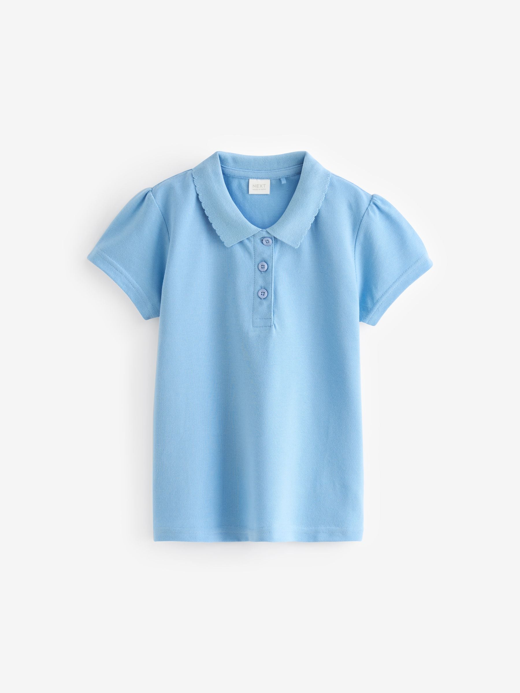 Blue Regular Fit 5 Pack 100% Cotton Short Sleeve Polo Shirts (3-16yrs)