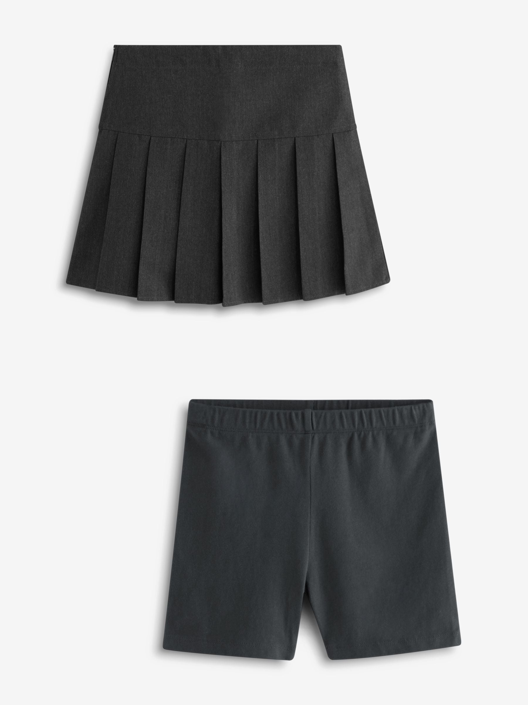 Grey Cycle Short and Pleated Skirt Set (3-17yrs)