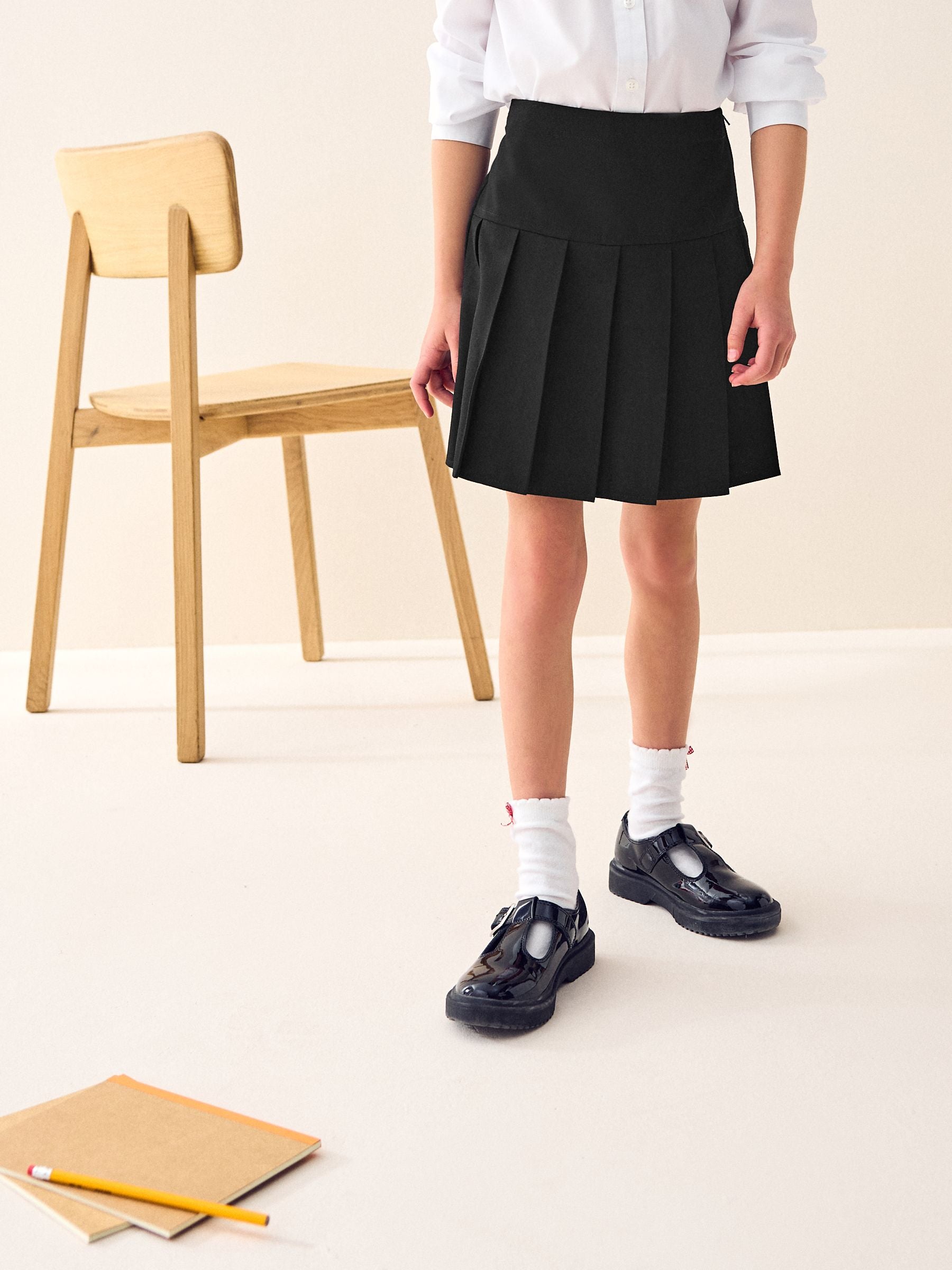 Black Cycle Short and Pleated Skirt Set (3-17yrs)