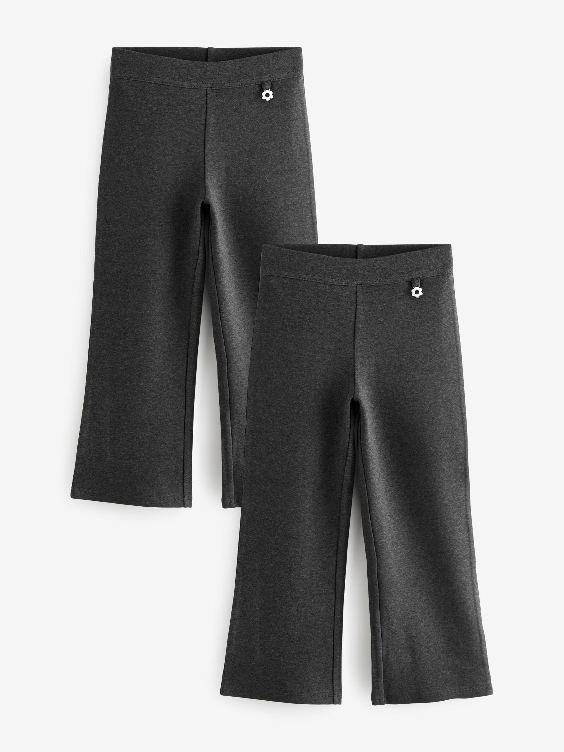 Charcoal Grey 2 Pack Pull-On Cotton Rich Stretch Boot Cut School Trousers (3-17yrs)