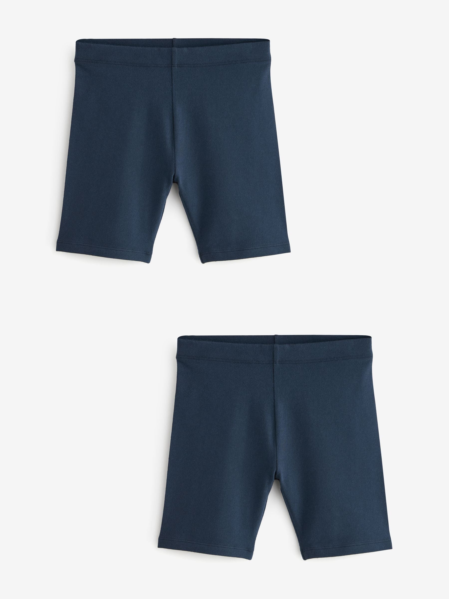 Navy Blue Longer Length 2 Pack Regular Length Cotton Rich Stretch Cycle Shorts (3-16yrs)