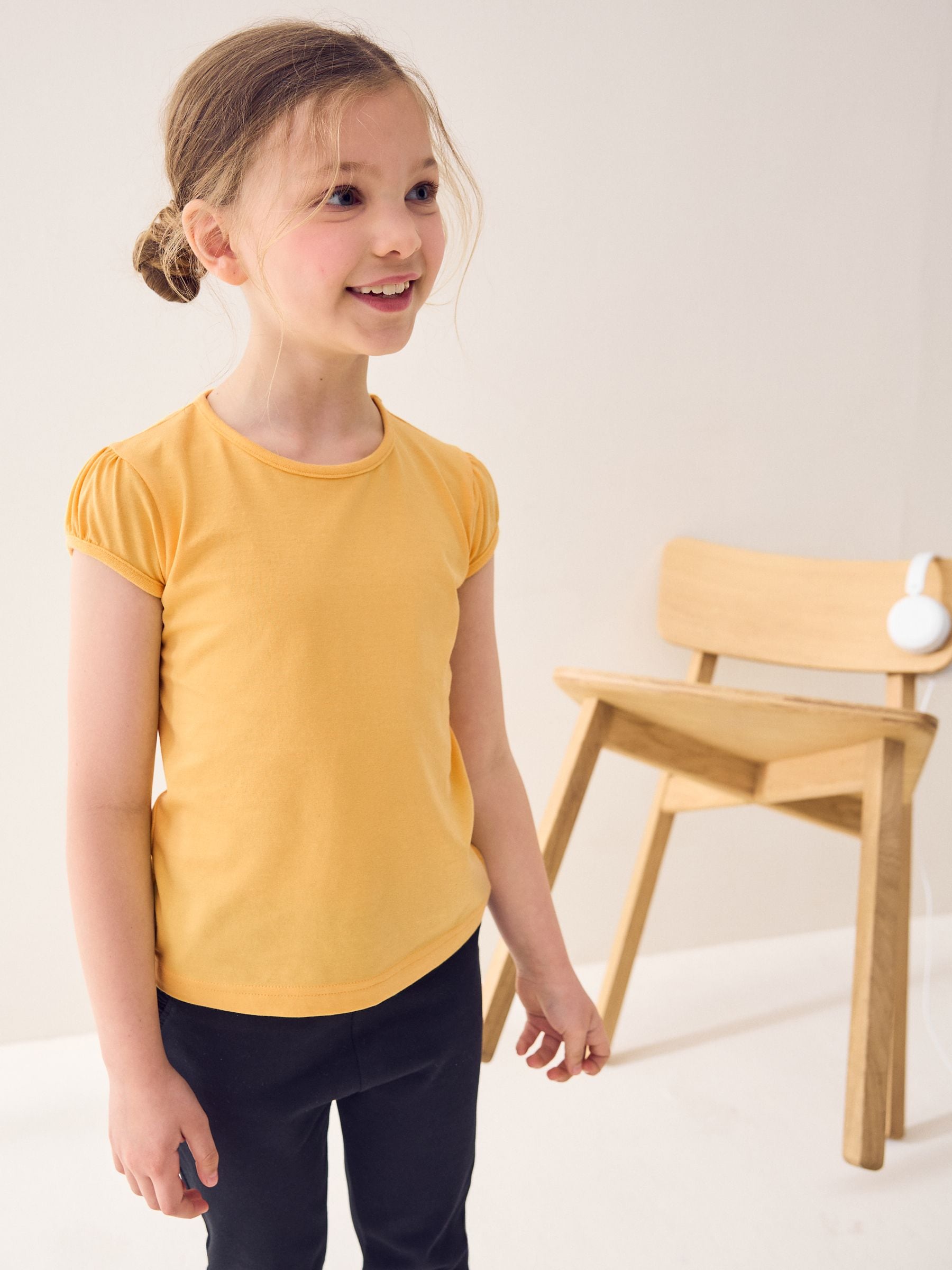 Yellow 2 Pack Puff Sleeve T-Shirts (3-16yrs)