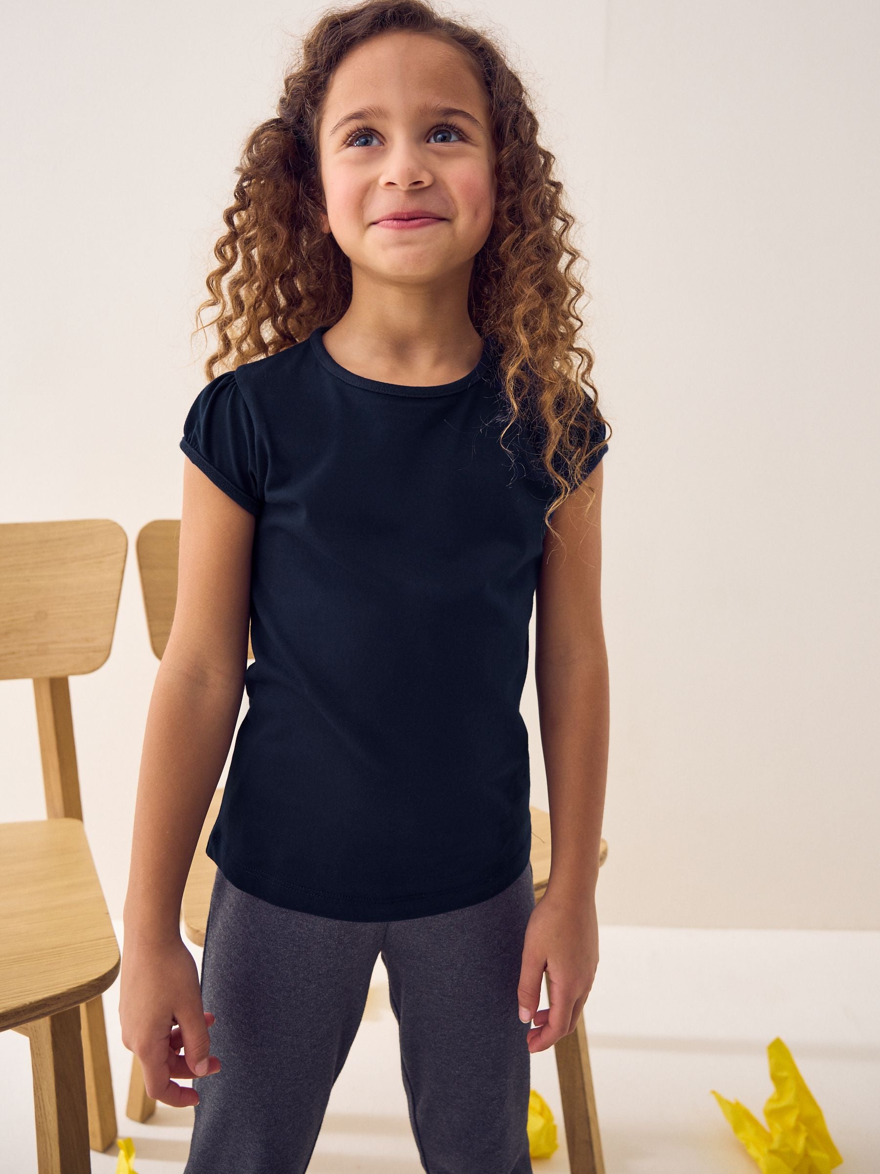 Navy Blue 2 Pack Puff Sleeve T-Shirts (3-16yrs)