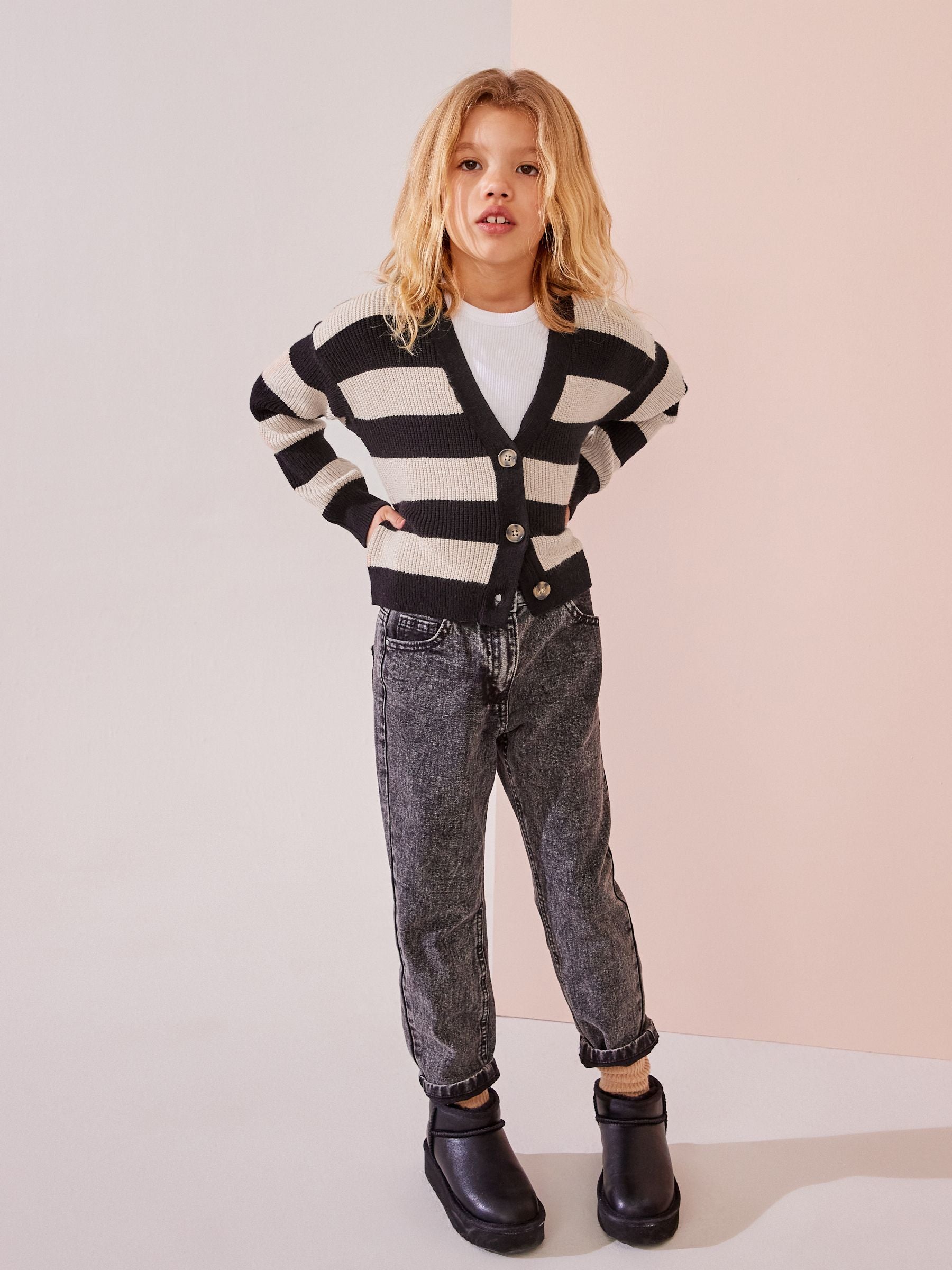 Monochrome Boxy Cardigan (3-16yrs)