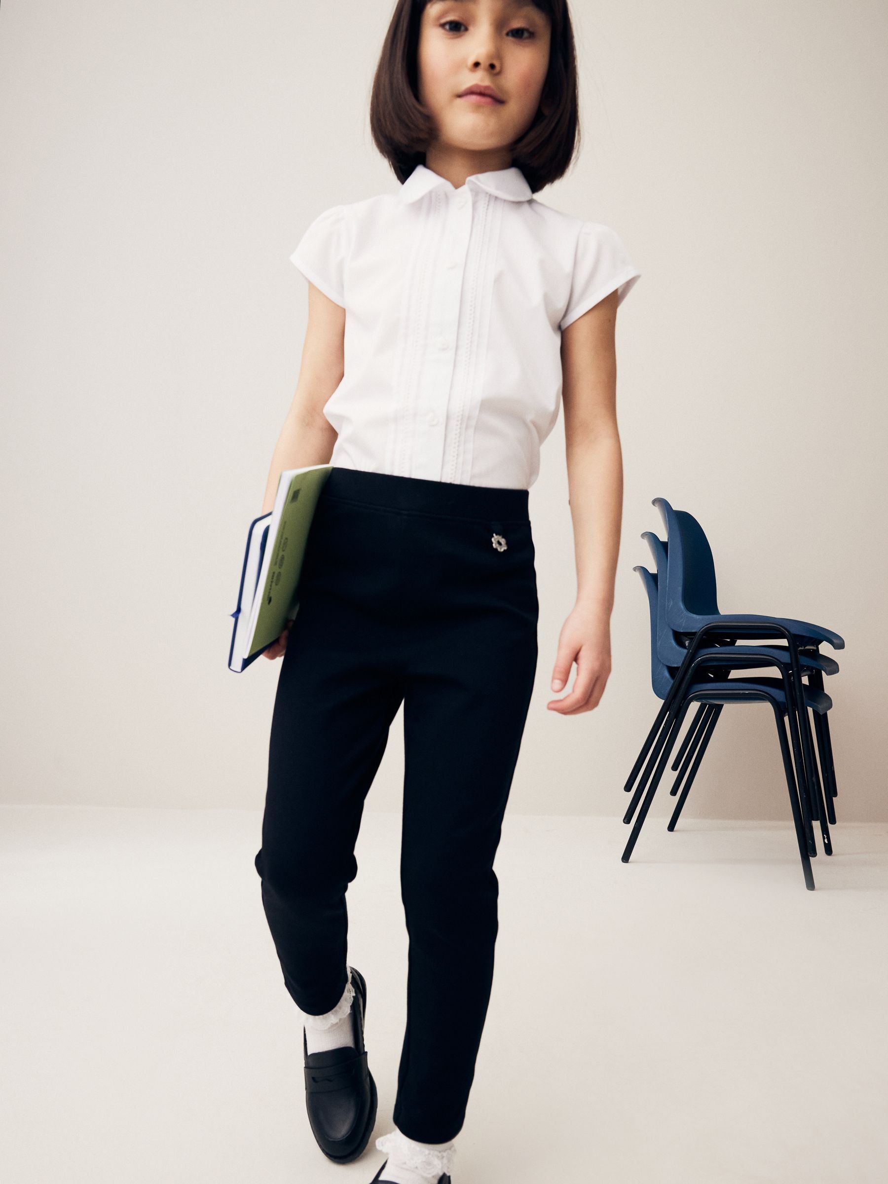 Black Pull-On Cotton Rich Stretch School Trousers (3-16yrs)