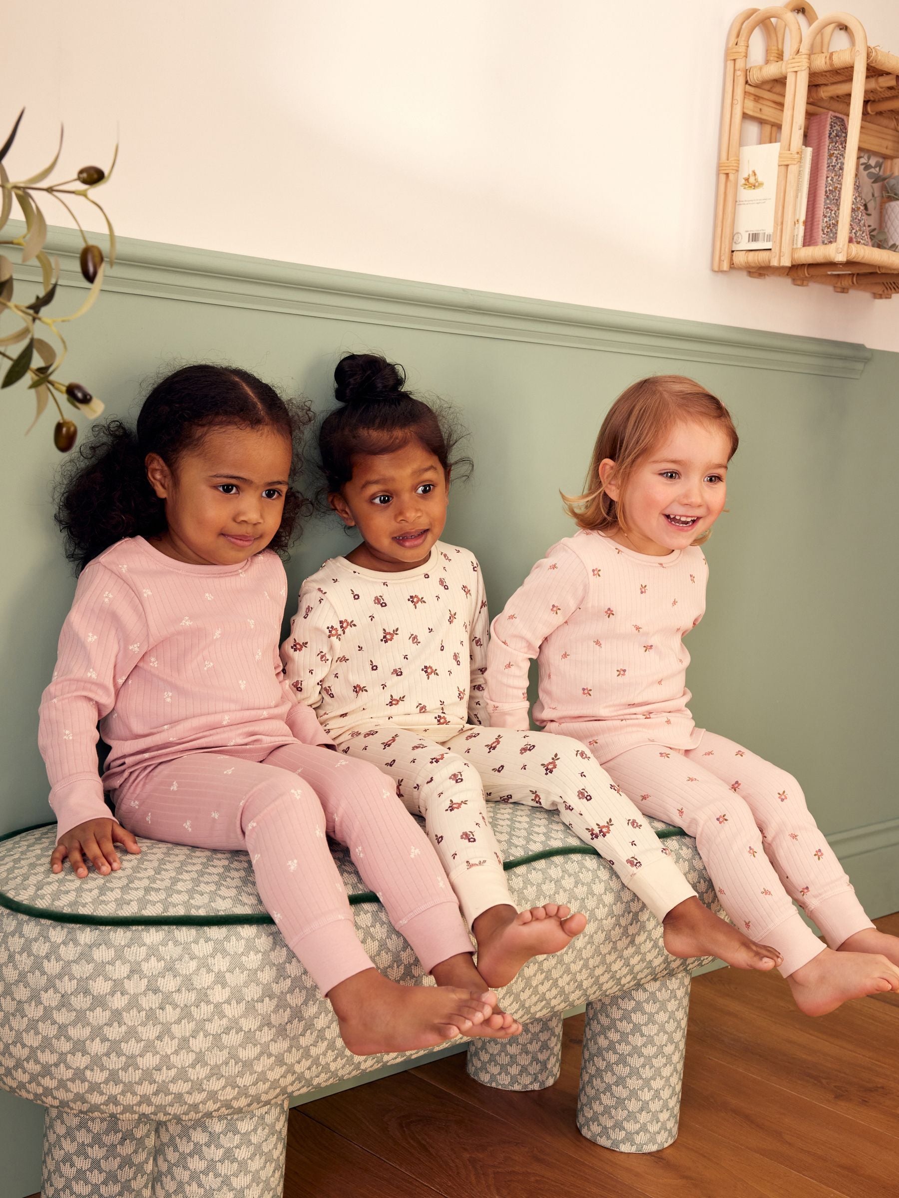 Pink/ White Ditsy Snuggle Pyjamas 3 Pack (9mths-12yrs)