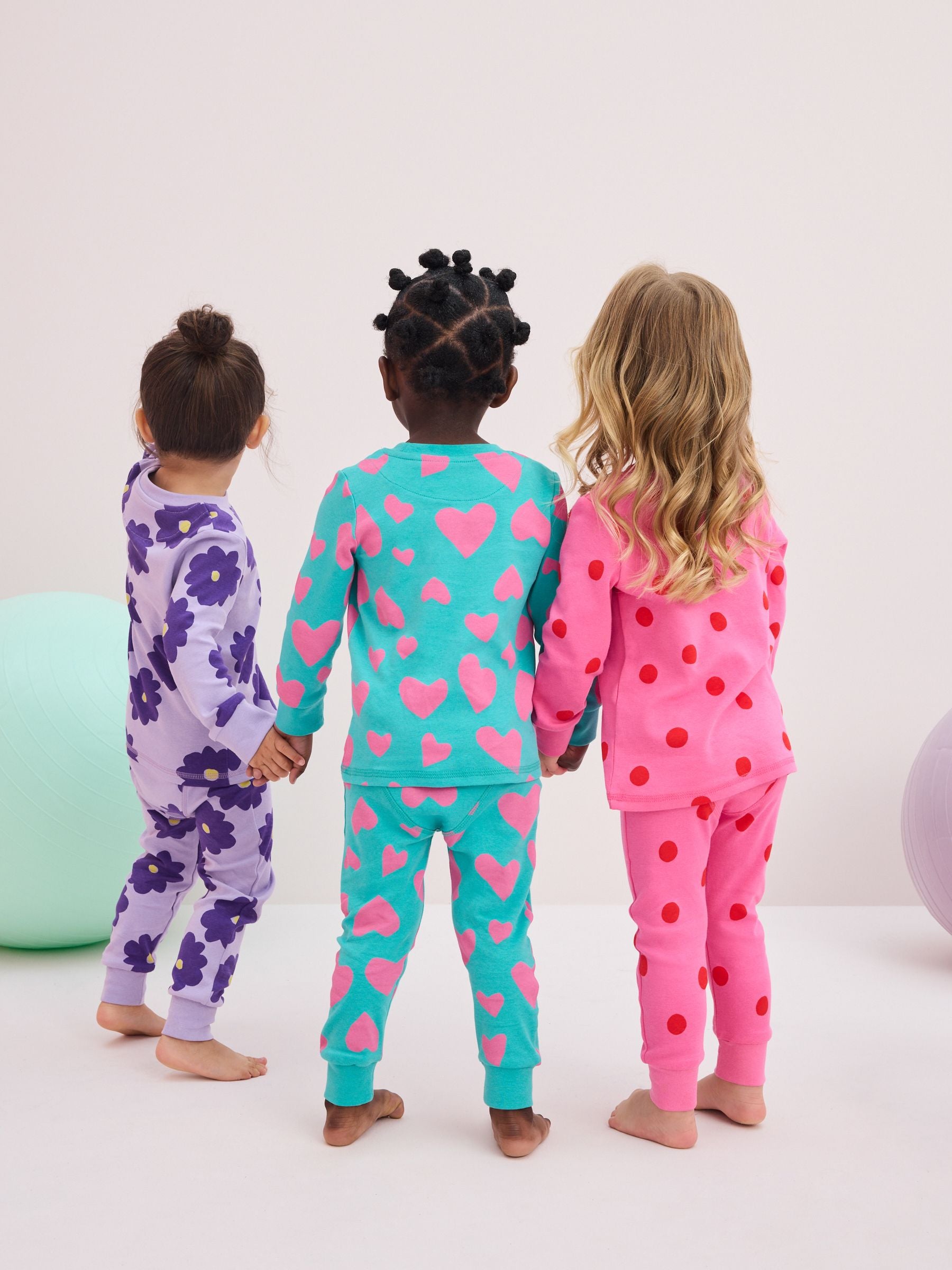 Purple/Pink/Green Snuggle Pyjamas 3 Pack (9mths-12yrs)