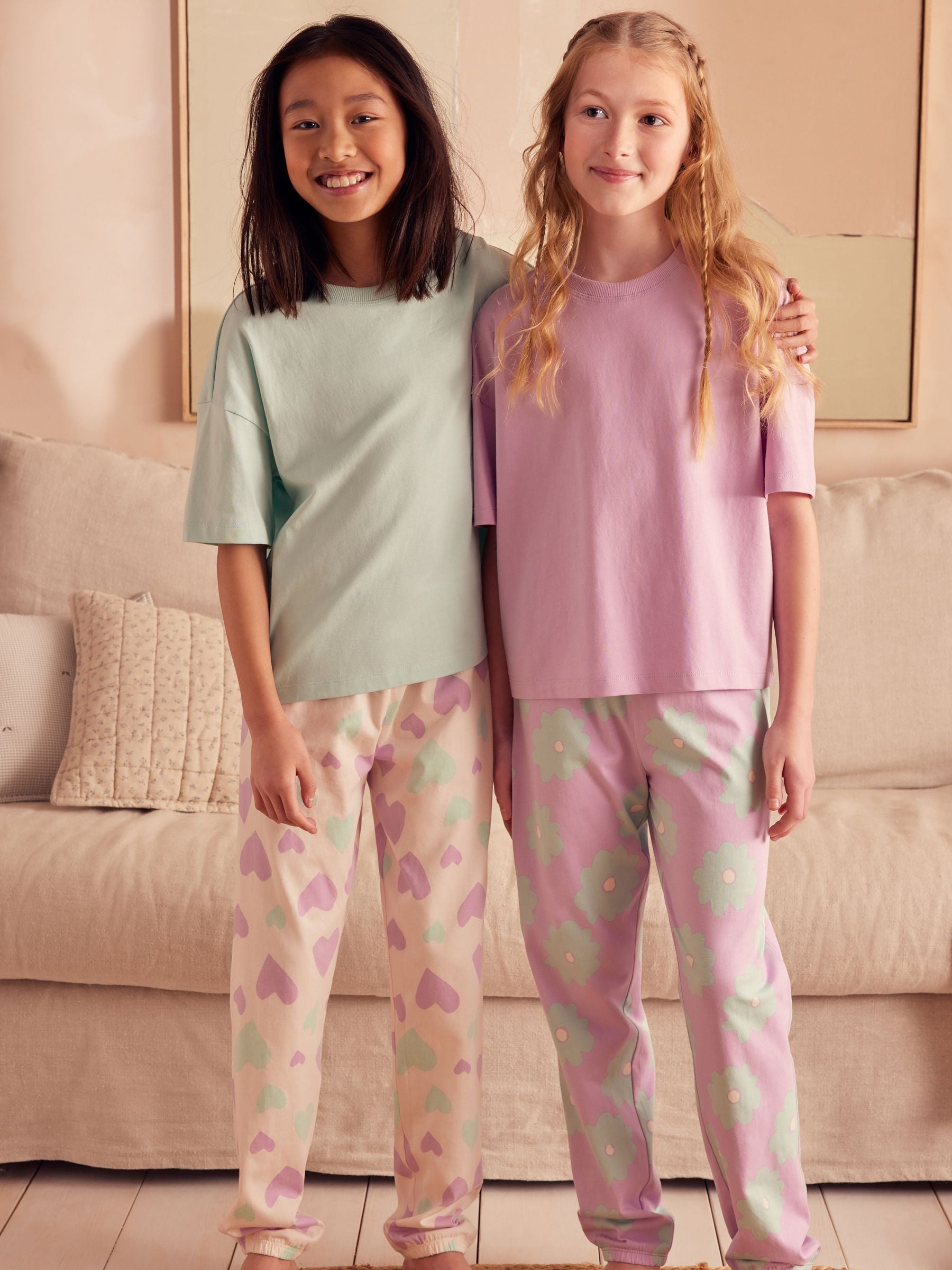 Pastel Purple/Blue Joggers Pyjamas 2 Pack (3-16yrs)