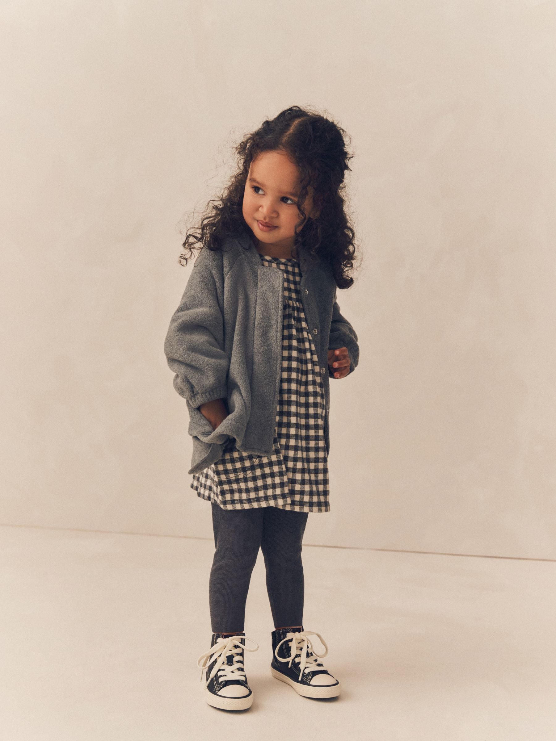 Grey Gingham 100% Cotton Dress, Jacket And Leggings Set (3mths-8yrs)
