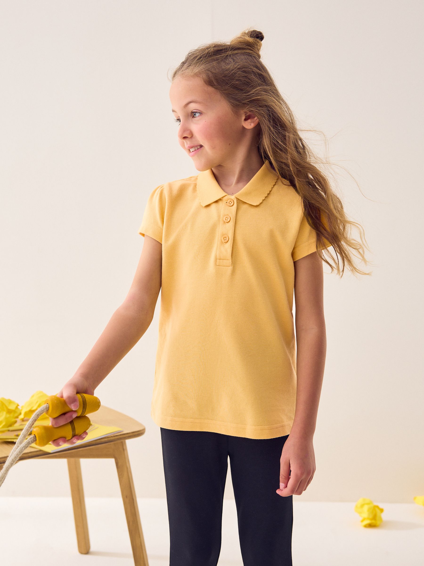 Yellow Regular Fit 2 Pack Slim Fit 100% Cotton Short Sleeve Polo Shirts (3-16yrs)