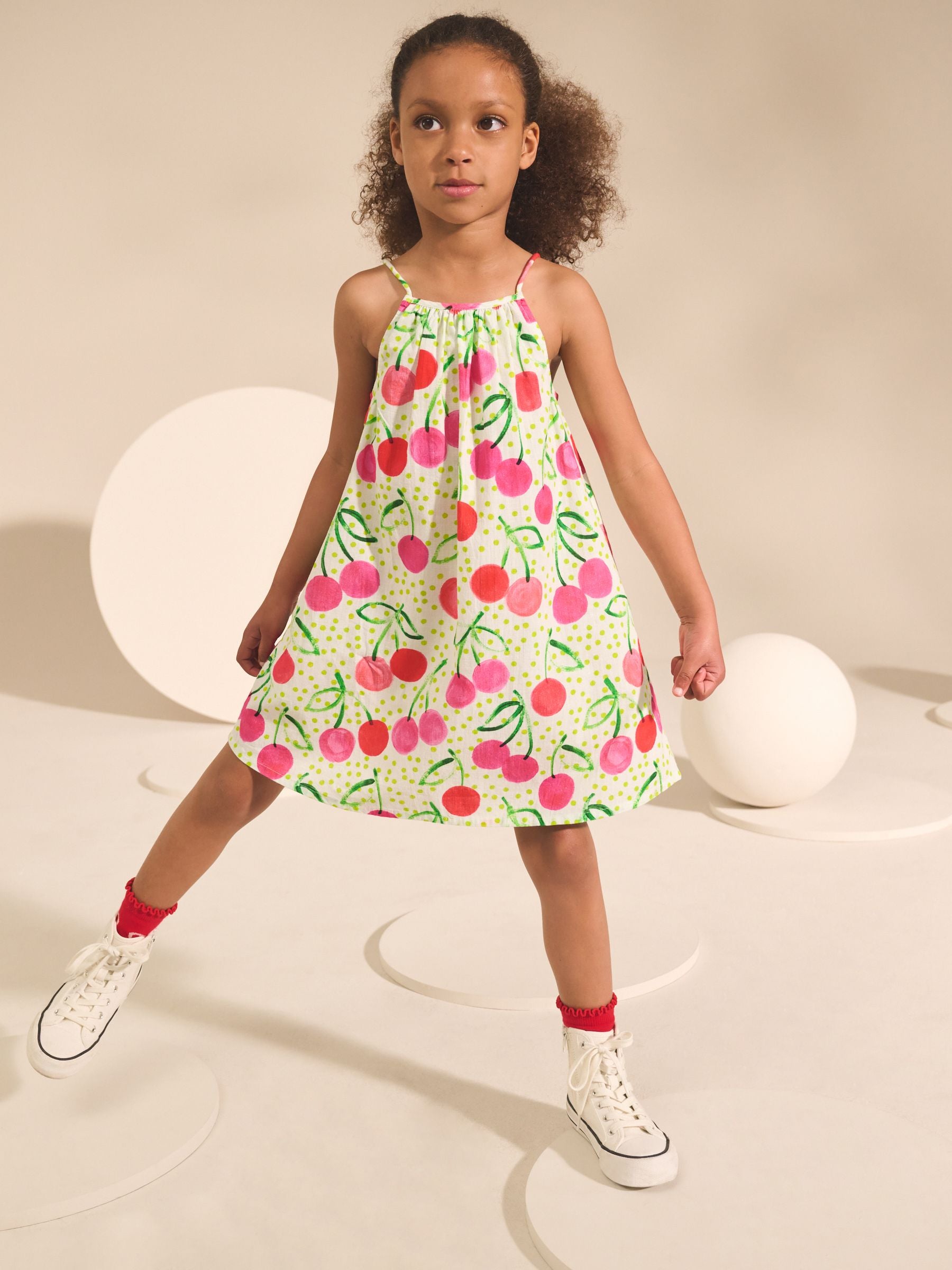 Cherry Print 100% Cotton Summer Dress (3-16yrs)
