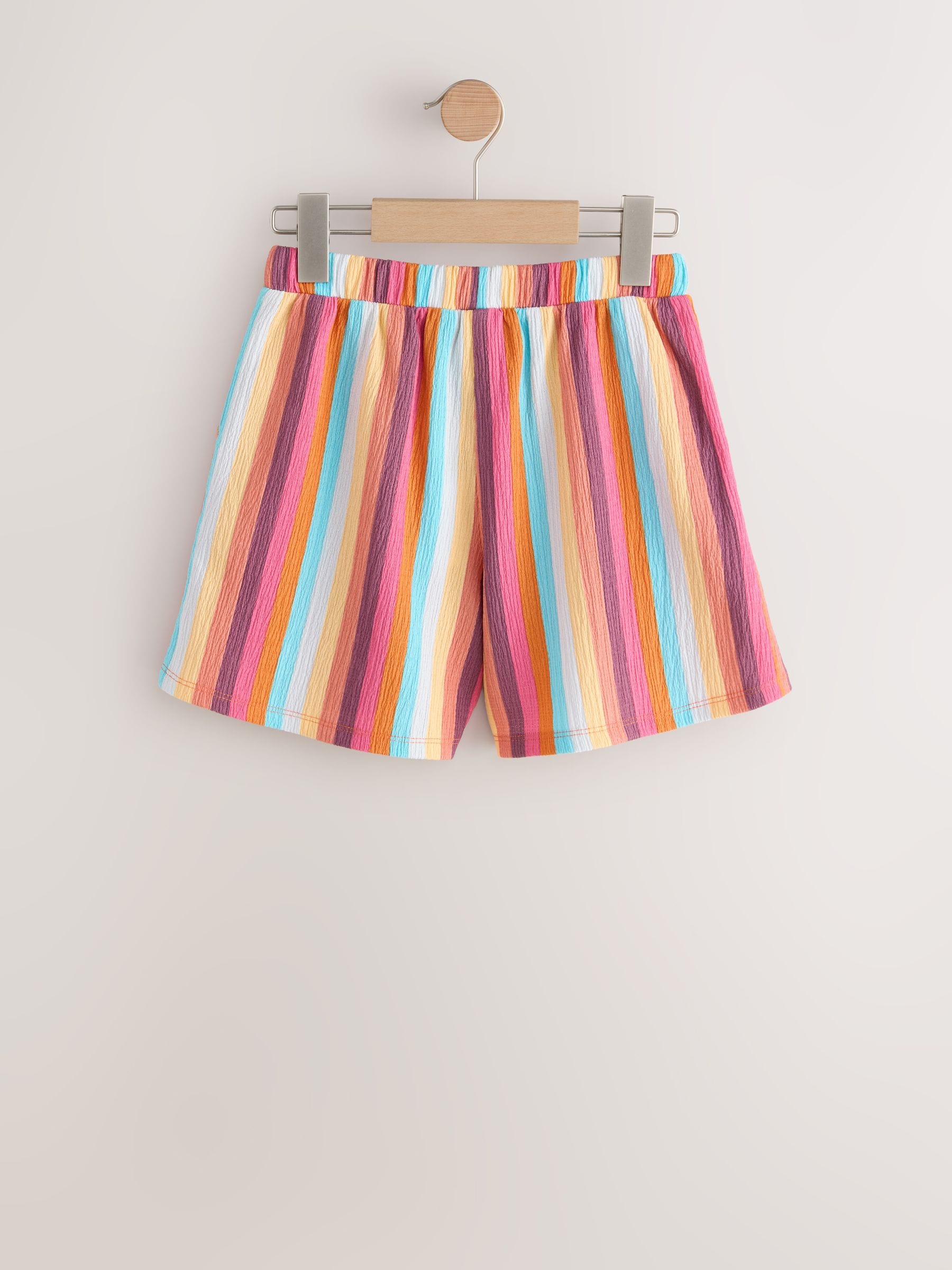 Pink Multi Stripe Crinkle Shorts (3-16yrs)