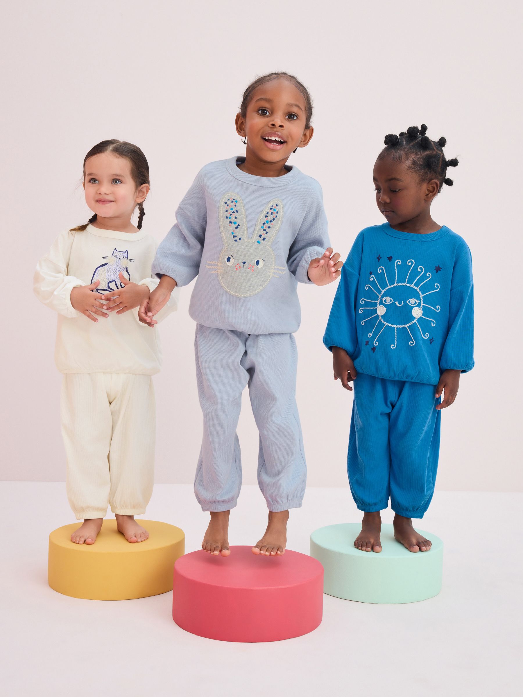 Blue/Cream Character Jogger Pyjamas 3 Pack (9mths-8yrs)