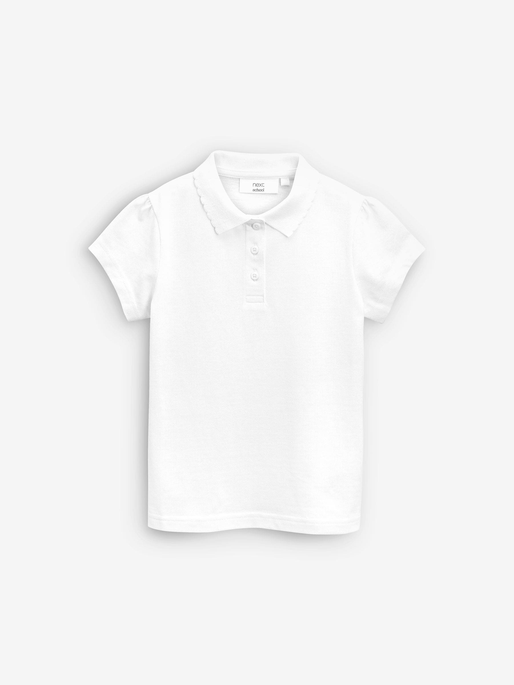 White Regular Fit 2 Pack Slim Fit 100% Cotton Short Sleeve Polo Shirts (3-16yrs)