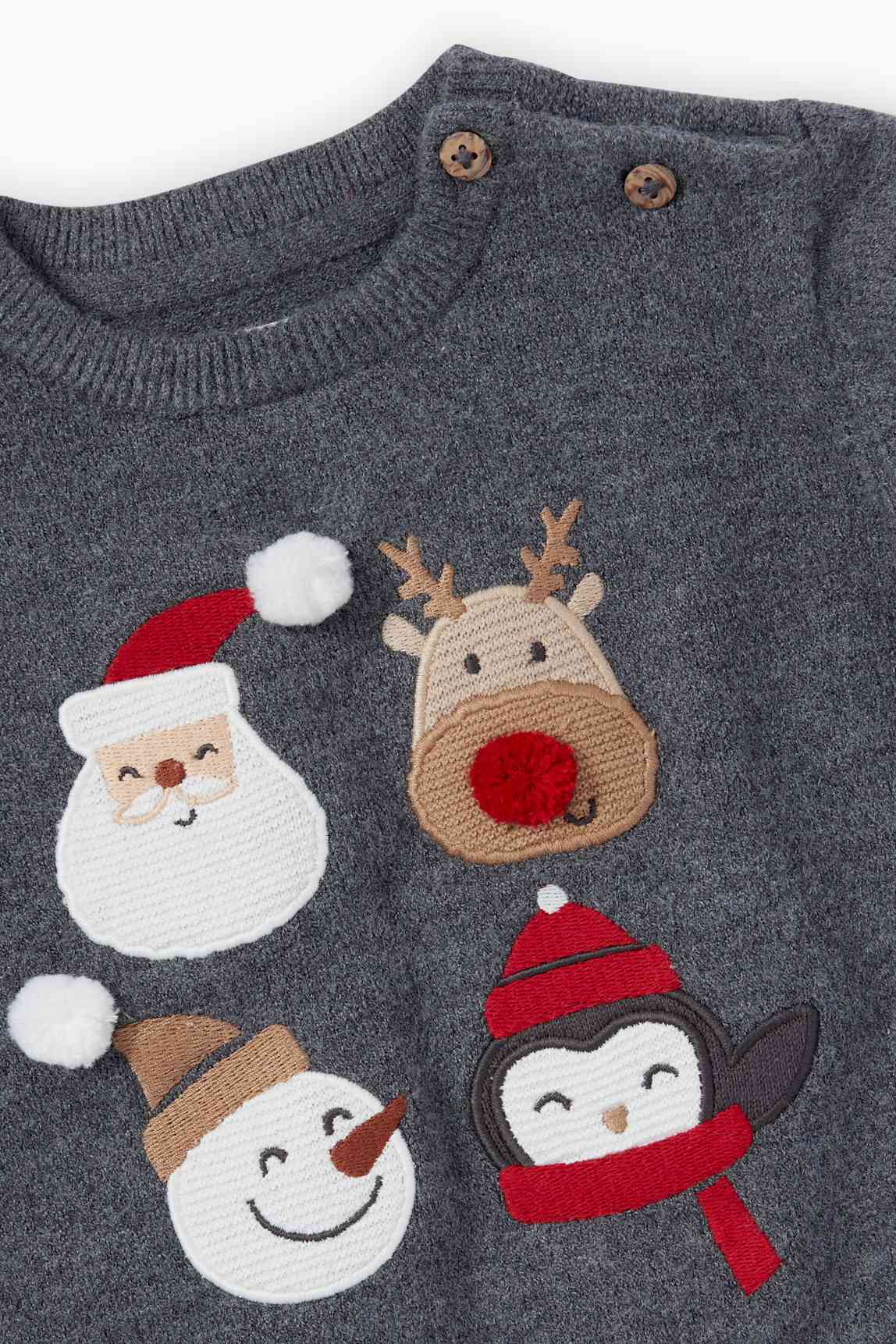 Father Christmas and Rudolph - baby Christmas jumper