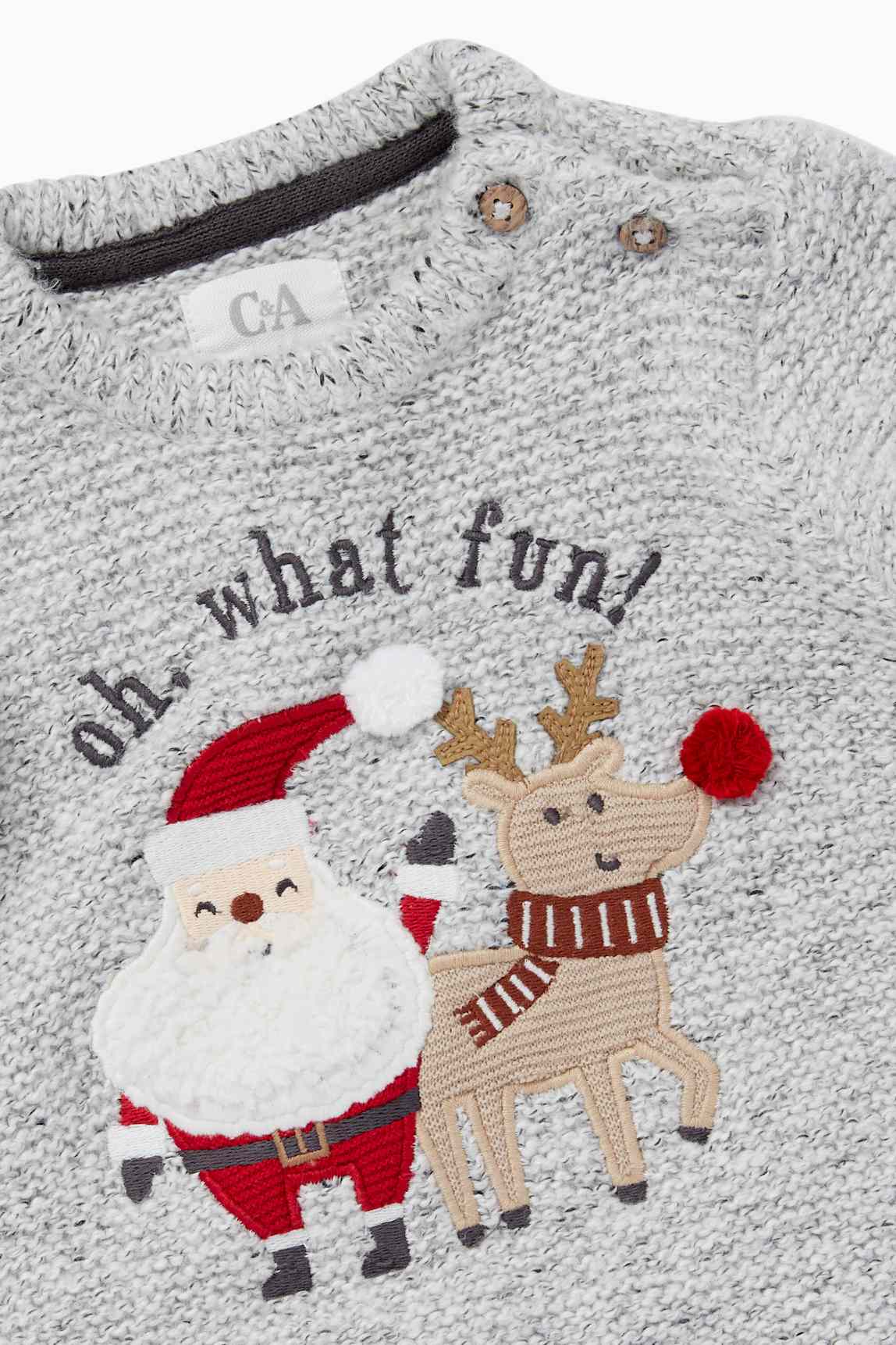 Father Christmas and Rudolph - baby Christmas jumper