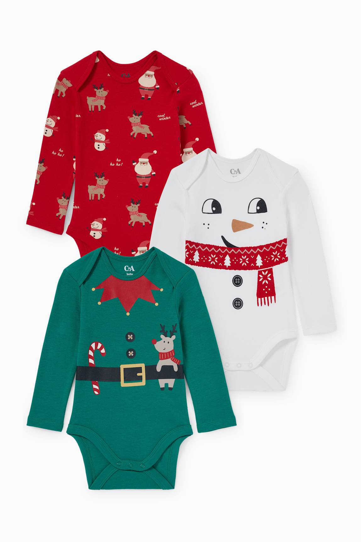 Multipack of 3 - baby Christmas bodysuit