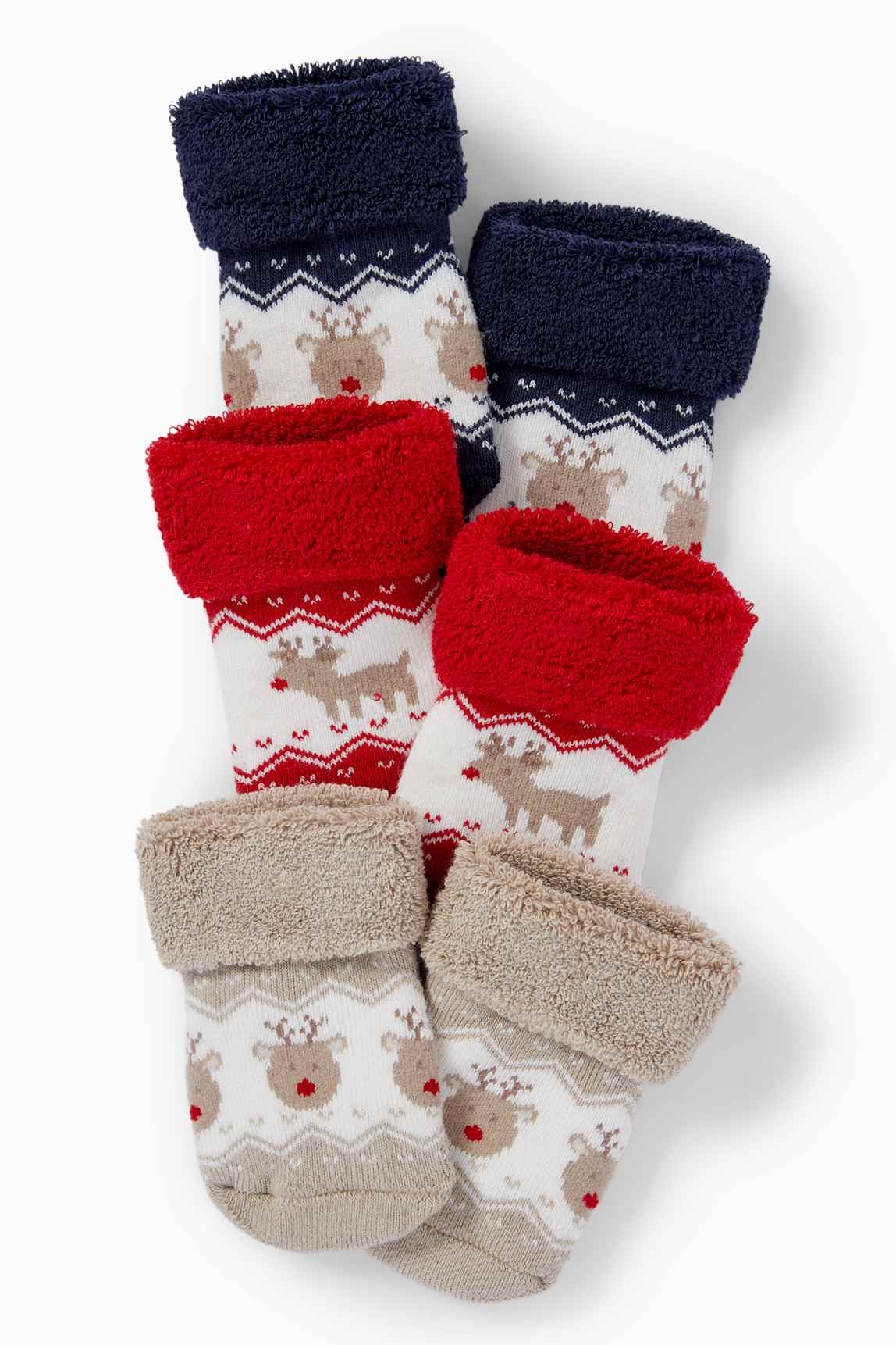 Multipack of 3 - Rudolf - newborn Christmas socks