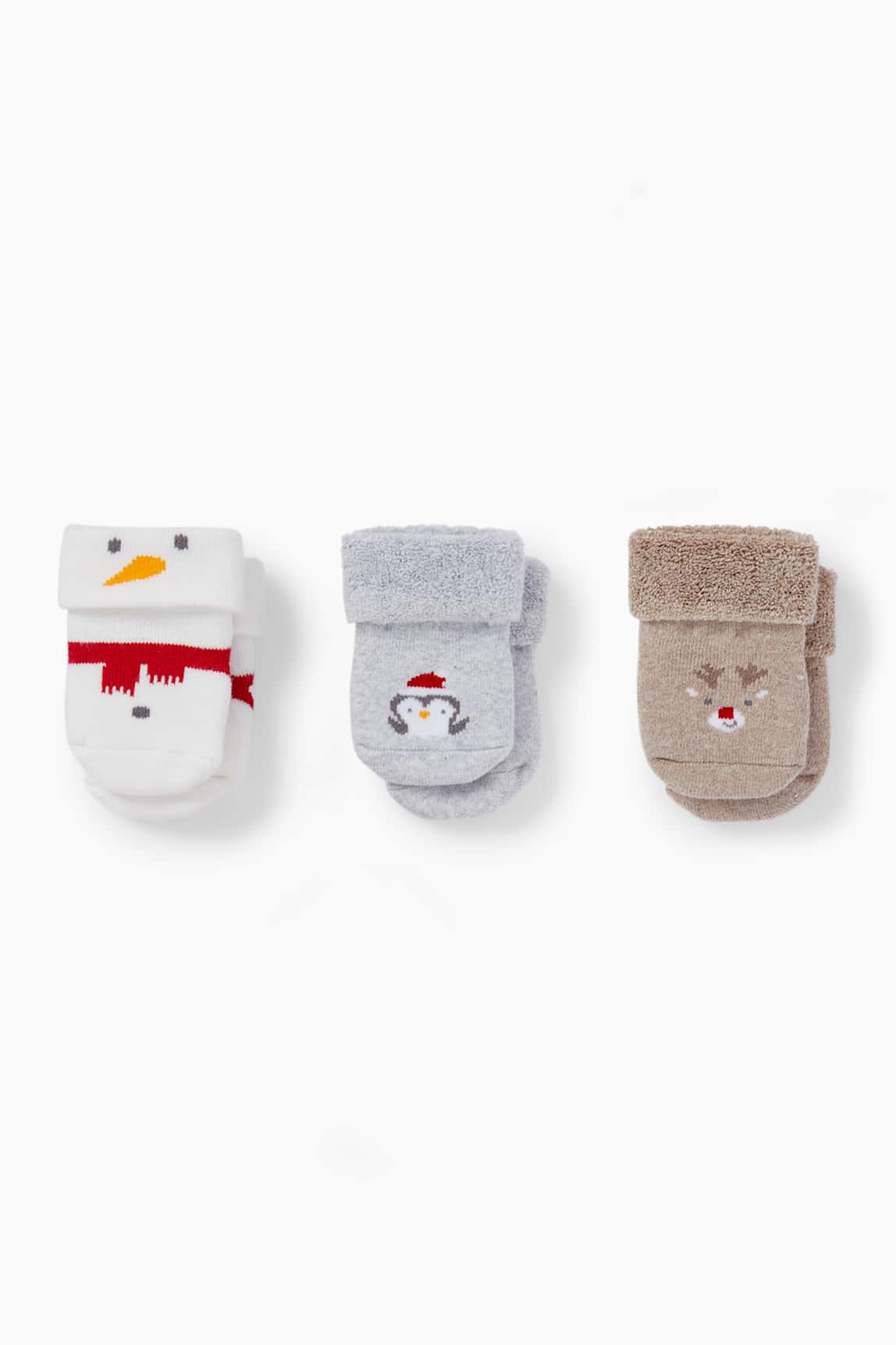 Multipack of 3 - Rudolf - newborn Christmas socks