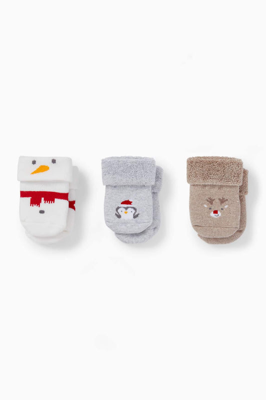 Multipack of 3 - Rudolf - newborn Christmas socks