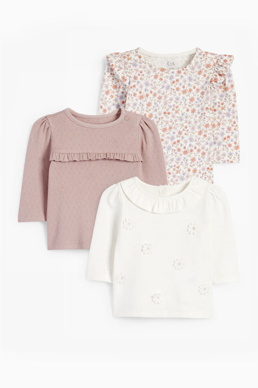 Multipack of 3 - floral - baby long sleeve top