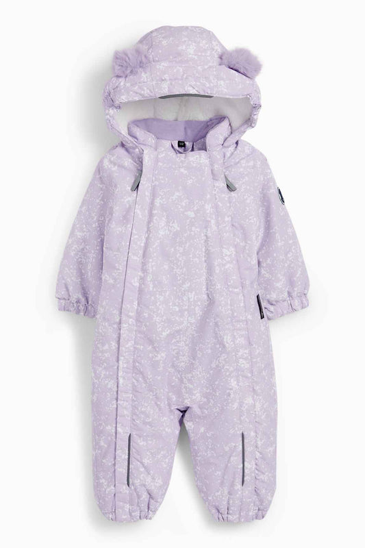 Baby snowsuit with hood - waterproof - patterned