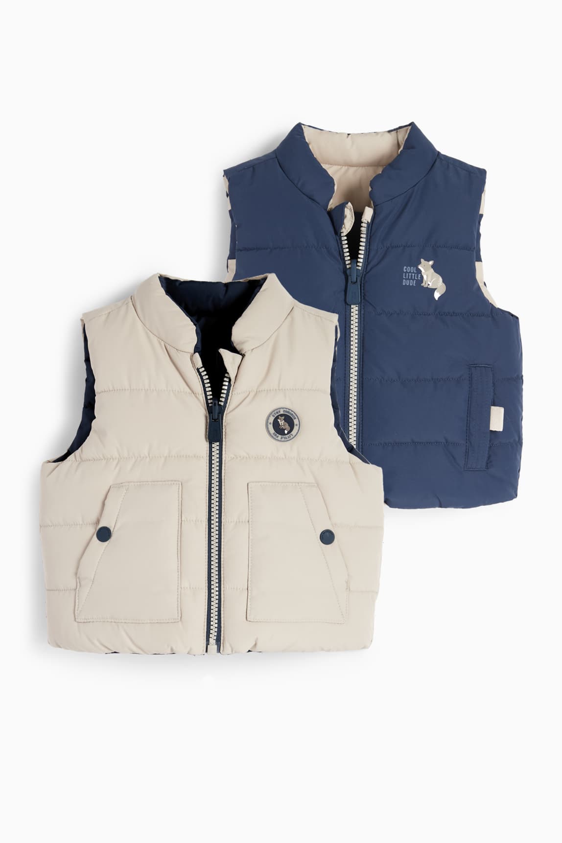 Fox - baby reversible quilted gilet - water-repellent