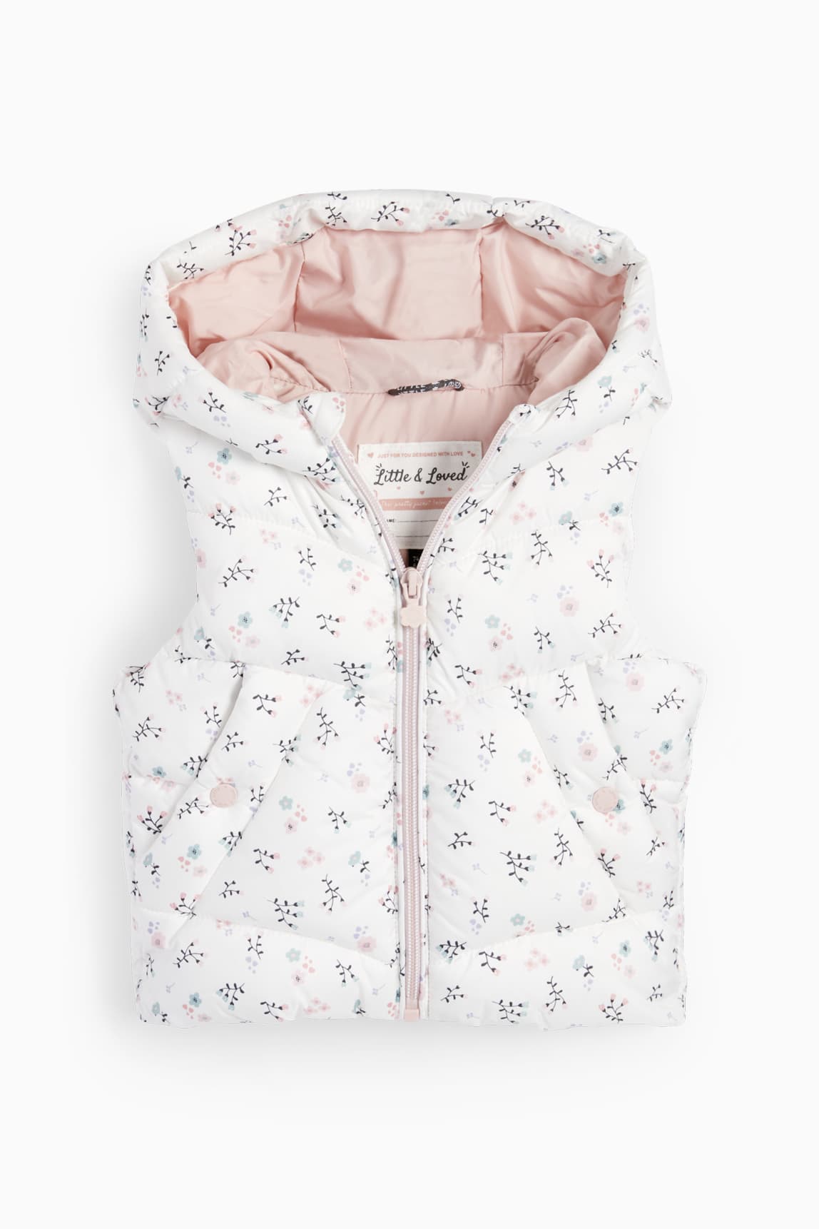 Baby quilted gilet with hood - water-repellent - floral