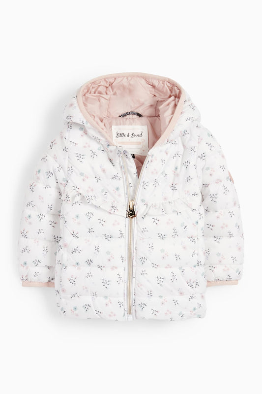 Baby quilted jacket with hood - water-repellent - floral