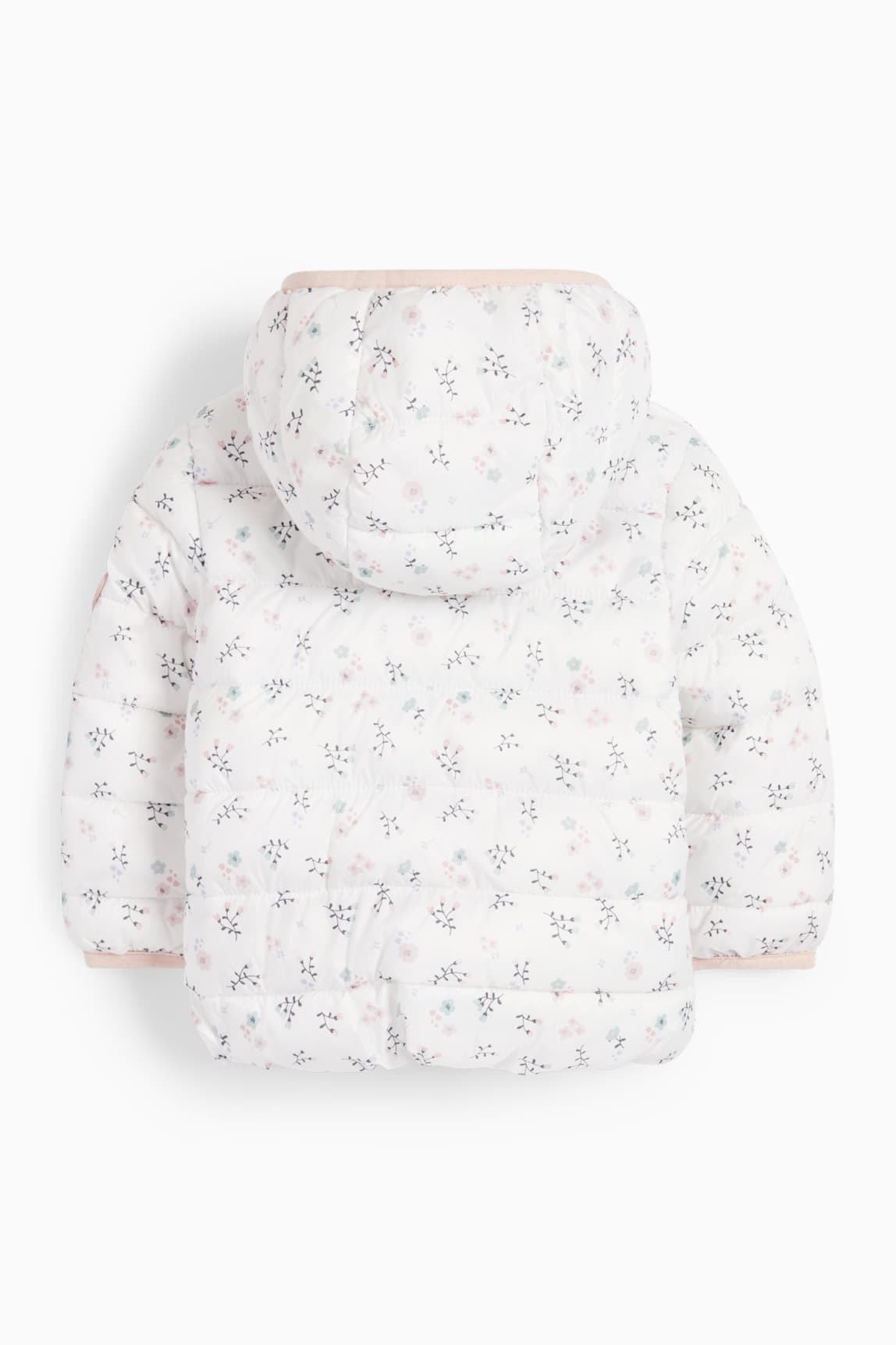 Baby quilted jacket with hood - water-repellent - floral