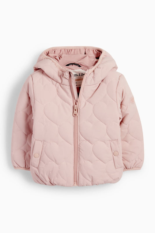 Heart - baby quilted jacket with hood - water-repellent