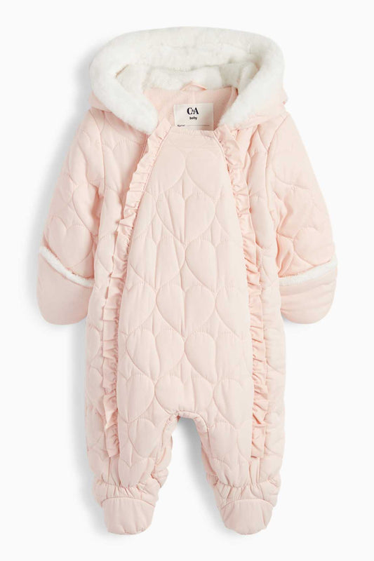 Heart - baby snowsuit with hood