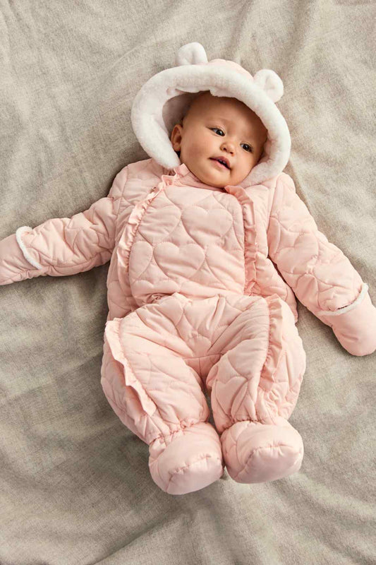 Heart - baby snowsuit and hood - water-repellent