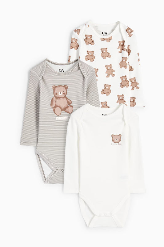 Multipack of 3 - teddy bear - baby bodysuit