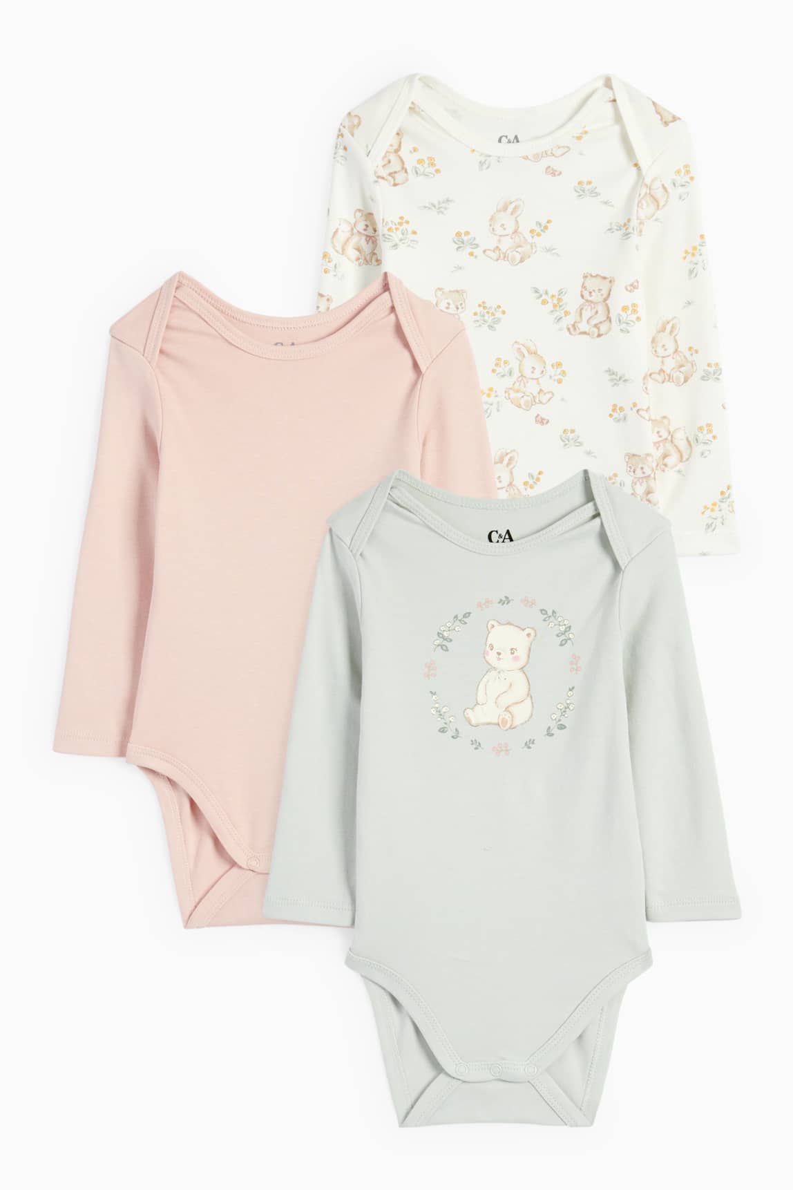 Multipack of 3 - woodland animals - baby bodysuit