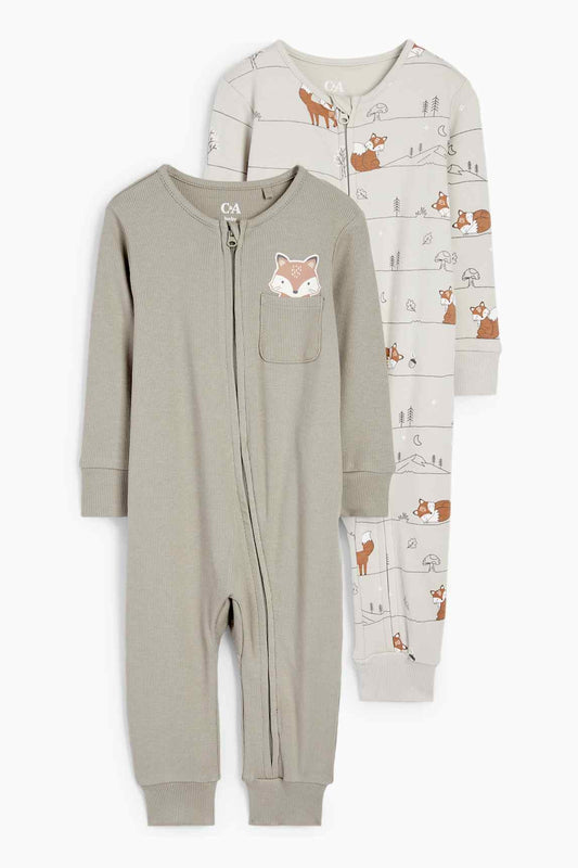 Multipack of 2 - fox - baby sleepsuit