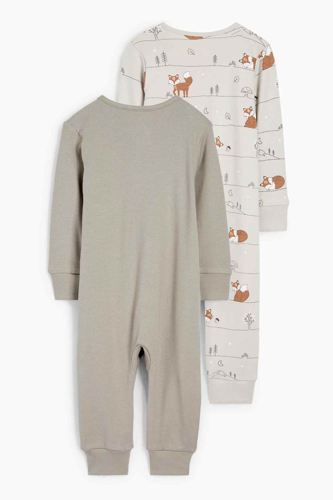 Multipack of 2 - fox - baby sleepsuit