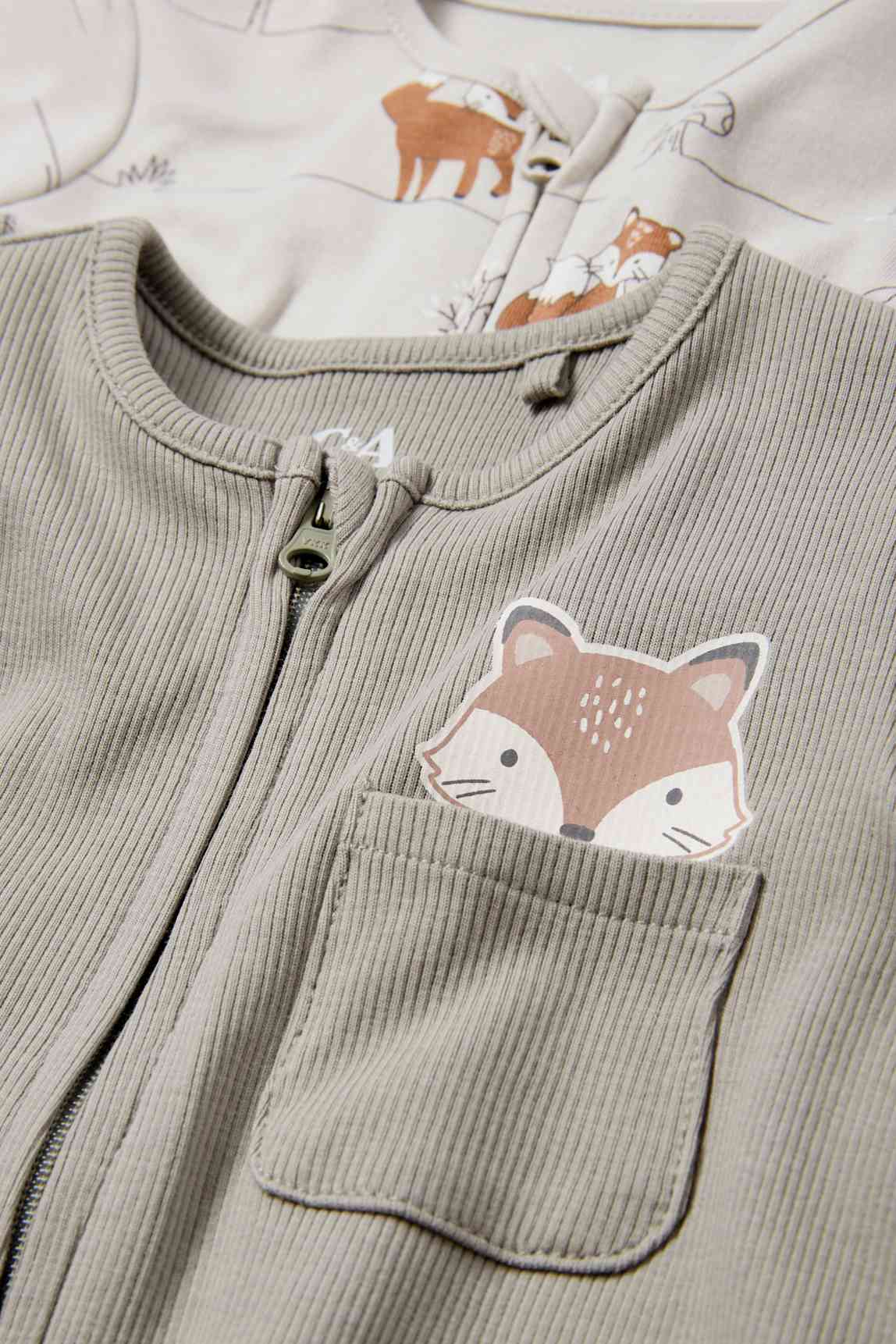 Multipack of 2 - fox - baby sleepsuit