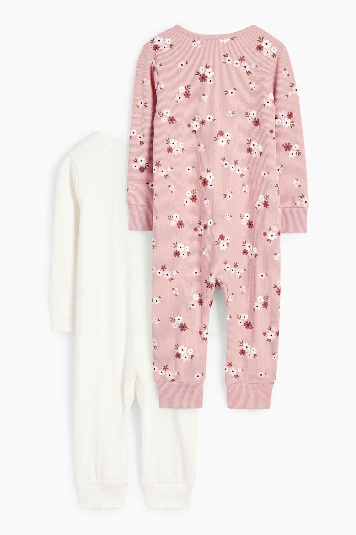 Multipack of 2 - bunny rabbit and flowers - baby sleepsuit