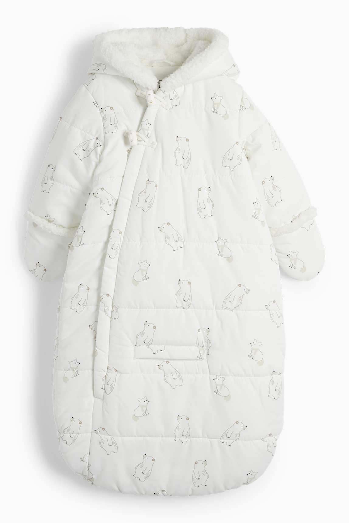 Bear and fox - baby footmuff with hood