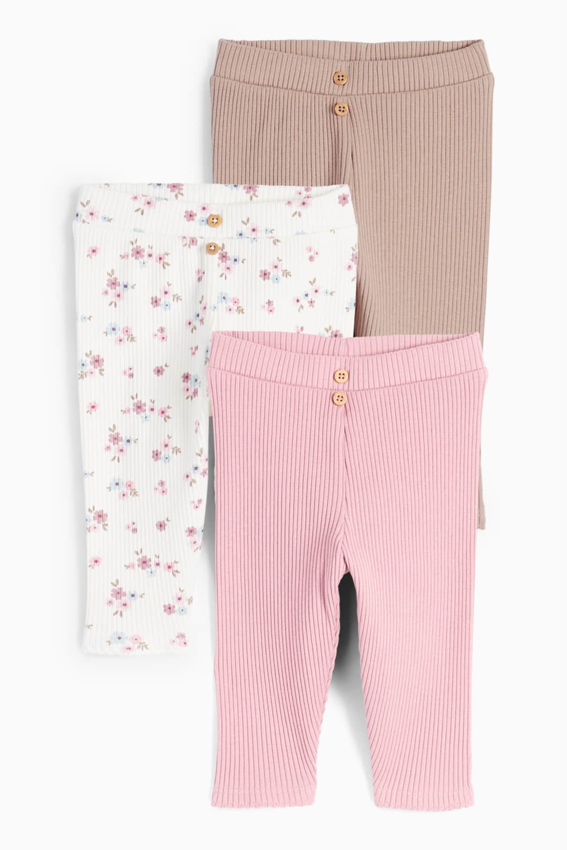 Multipack of 3 - flowers - baby leggings