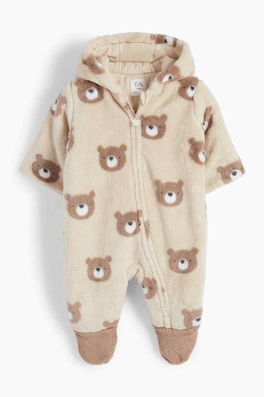 Teddy bear - baby fleece jumpsuit