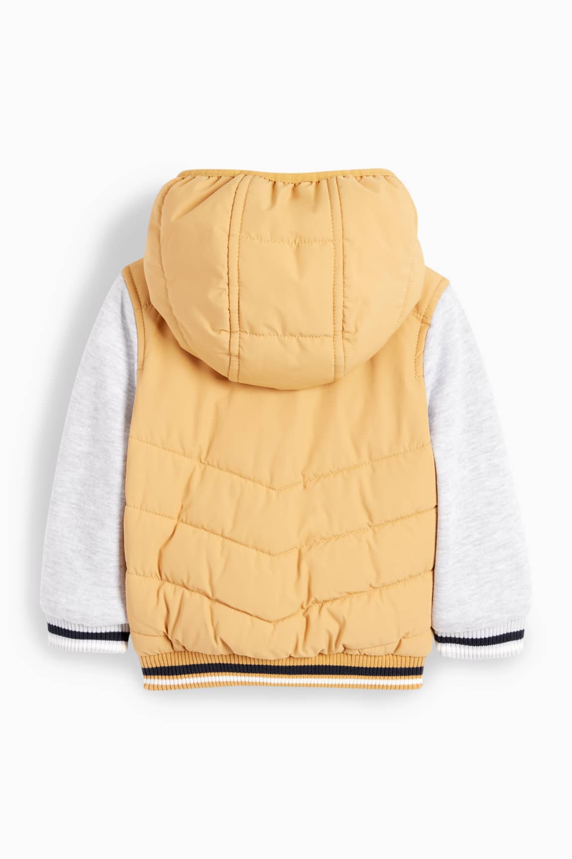 Baby varsity jacket with hood